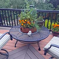 herb spiral on a deck table